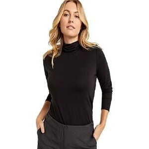 Free People Intimately Black Ruffle Hem‎ Turtleneck Layering Top - Size M